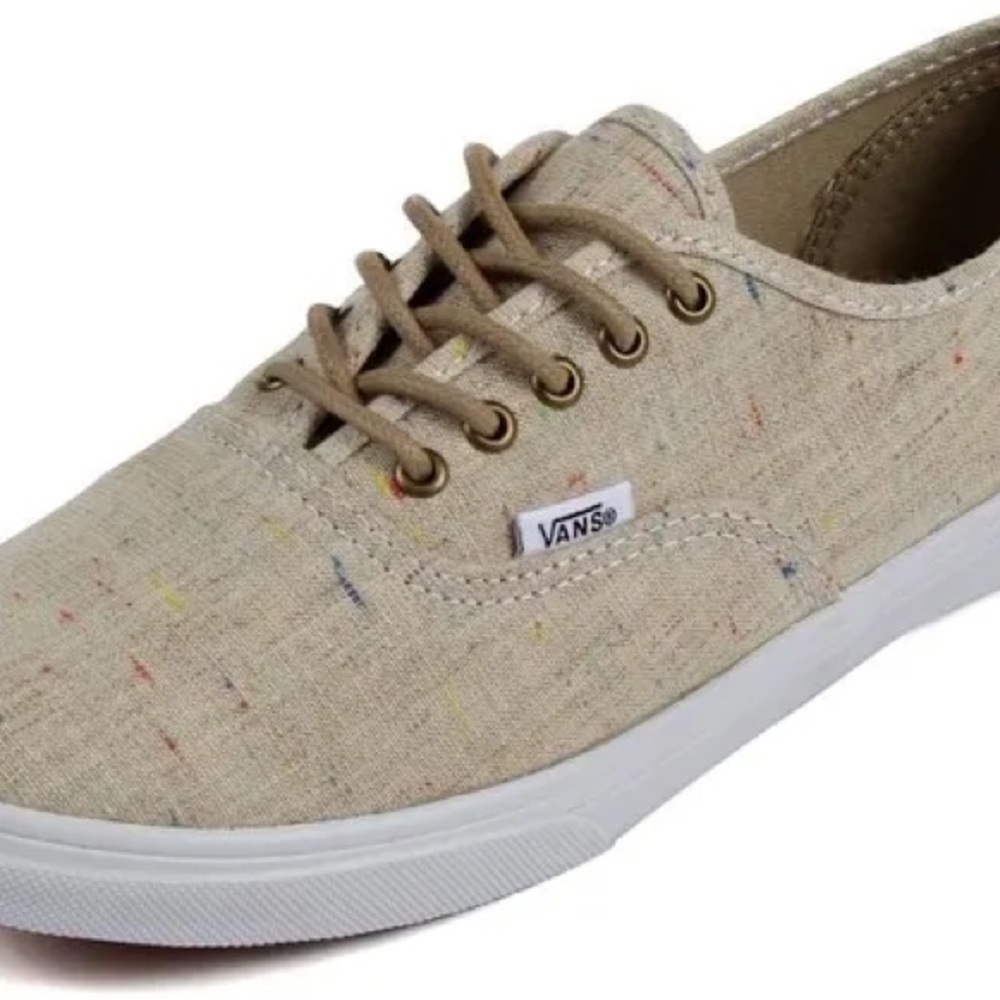 Vans Light Brown Canvas Sneakers speckle linen tan W 8